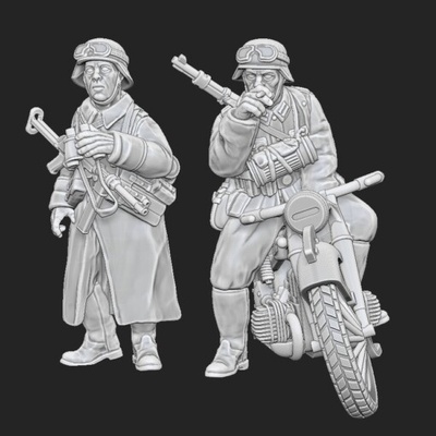 protezione moto impostato b 28mm wargaming3d 1 56 1939 1945 durante seconda guerra mondiale ww2 3d stampabili tedesco storicamente accurato 1940 presto motociclisti miniatura wargaming 3d print model - Mito3D