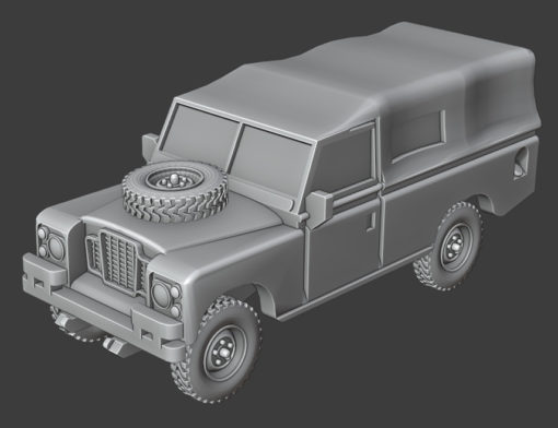 Landrover Series iii wargaming3d miniatura jogos guerra 1970s 1980s britânico defensor Malvinas Land Rover luz Utilitário caminhão III transporte Unido Unidos reino 3D print model - Mito3D