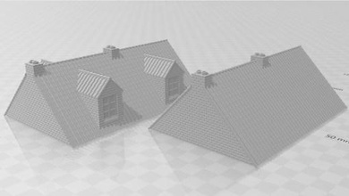 büyük tuğla bina kiremitli çatı wargaming3d 28 mm minyatür 3d print model - Mito3D