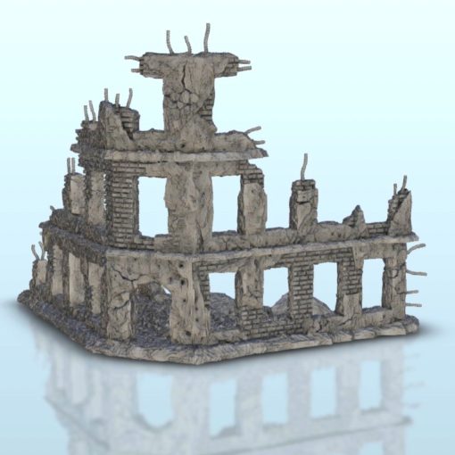 grande angolo rovine 16 wargaming3d miniatura wargaming architettura bullone azione Edificio arredamento fiamme of guerra moderno scenario tavolo terra warhammer 3D print model - Mito3D