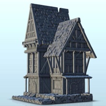 large multi-storey medieval house terraces canopy 2 - wargaming3d miniature wargamming Architecture, building, Dark Age, medieval, miniatures, scenery, tabletop, terrain 3d print model - Mito3D