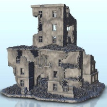 large ruined building central arch 1 - wargaming3d miniature wargamming Architecture, bolt action, building, décor, Flames of War, modern, ruins, scenery, tabletop, terrain, warhammer 3d print model - Mito3D