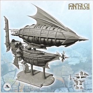 large steampunk flying ship wooden hull multiple sails 1 - wargaming3d Categories: 1:100 / 15mm, 1:56 28mm, 1:72 & 1:76 20mm, 500-1500: Medieval, DIGITAL STL FILES, Fantasy, Infantry/Figures age carrier dark empire fantastic fantasy figurine machine medieval middle mini scenery terrain traditionnal transport vehicle village wagon war wheels miniature wargamming 3d print model - Mito3D