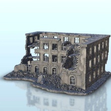 large urban building ruins 22 - wargaming3d miniature wargamming Architecture, bolt action, building, décor, Flames of War, modern, ruins, scenery, tabletop, terrain, warhammer 3d print model - Mito3D