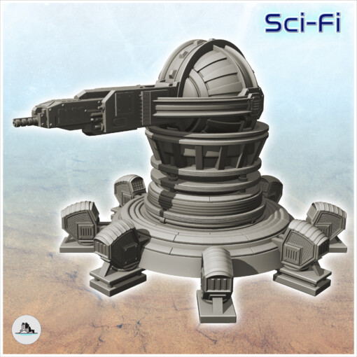 laser canhão plataforma atirando cúpula 2 wargaming3d futuro futurista miniaturas cenário sci fi science fiction scifi sf tampo mesa jogo guerra miniatura jogos 3D print model - Mito3D