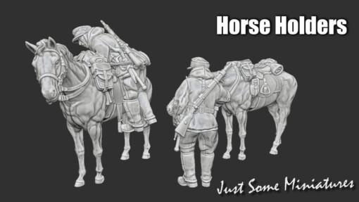 late war german cavalry - horse handlers wargaming3d Categories: 1:56 / 28mm, 1939-1945: WWII WW2, 3D PRINTABLES, German, Historically Accurate east front winter dress ww2 miniature wargamming 3d print model - Mito3D