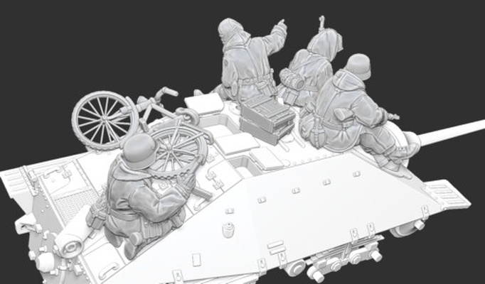 late war german tankriders 28mm - wargaming3d 1 56 1939-1945 wwii ww2 3d printables historically accurate east winter dress miniature wargamming 3d print model - Mito3D