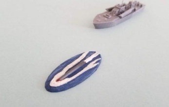 launched torpedo marker- 1 300th scale - wargaming3d 28mm miniature 3d print model - Mito3D