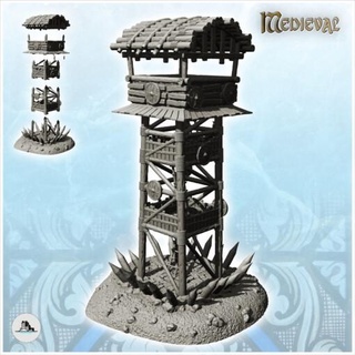 log guard tower wooden roof 13 - wargaming3d Categories: 1:100 / 15mm, 1:56 28mm, 1:72 & 1:76 20mm, 500-1500: Medieval, DIGITAL STL FILES, Terrain, Terrain accessories age architecture building dark european fantasy game house medieval middle miniatures rose scenery tabletop terrain traditionnal village war wargame miniature wargamming 3d print model - Mito3D