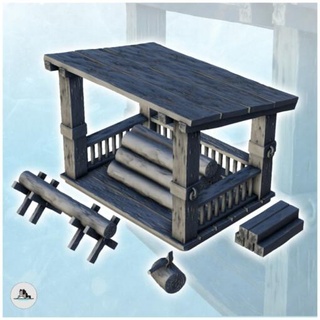 logger's platform accessories 2 - wargaming3d Categories: 1:100 / 15mm, 1:56 28mm, 1:72 & 1:76 20mm, 500-1500: Medieval, DIGITAL STL FILES, Terrain, Terrain age architecture building dark european fantasy game house medieval middle miniatures rose scenery tabletop terrain traditionnal village war wargame miniature wargamming 3d print model - Mito3D