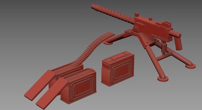 m1919 escurecimento máquina arma fogo wargaming3d miniatura jogos guerra 30cal curvando 3d print model - Mito3D