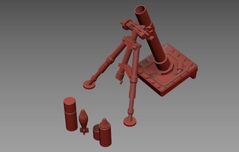 m2 60mm mortero wargaming3d miniatura juego guerra Etiqueta 3d print model - Mito3D