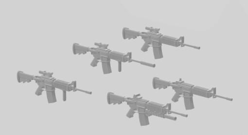 m4 básico conjunto wargaming3d 1 56 28mm arma fogo moderno rifle ultra jogo guerra jogos miniatura 3d print model - Mito3D