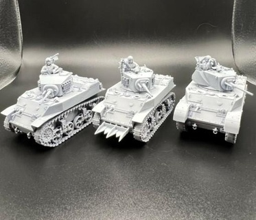 m5 stuart series bundle - wargaming3d Categories: 1939-1945: WWII / WW2, Commonwealth, USA 1 56 28mm stl pack bolt action boltaction light tank m5a1 early us late miniature wargamming 3d print model - Mito3D
