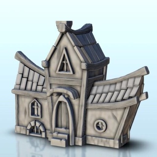 medieval building double roof 7 - wargaming3d Categories: 1:100 / 15mm, 1:56 28mm, 1:72 & 1:76 20mm, 1700-1900: Horse Musket, 500-1500: Medieval, DIGITAL STL FILES, Terrain, Terrain accessories age architecture dark european fantasy game house middle miniatures rose scenery tabletop terrain traditionnal village war wargame miniature wargamming 3d print model - Mito3D
