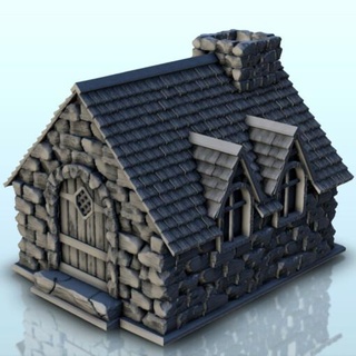medieval house large chimney 9 - wargaming3d architecture building dark age miniatures modern scenery tabletop terrain miniature wargamming 3d print model - Mito3D