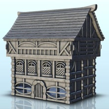 medieval casa oval ventanas anexo 8 wargaming3d miniatura juego guerra arquitectura Edificio oscuro Envejecer Medieval miniaturas paisaje mesa terreno 3d print model - Mito3D