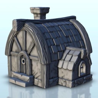 medieval house rounded roof chimney 6 - wargaming3d Categories: 1:100 / 15mm, 1:56 28mm, 1:72 & 1:76 20mm, 1700-1900: Horse Musket, 500-1500: Medieval, DIGITAL STL FILES, Terrain, Terrain accessories age architecture building dark european fantasy game middle miniatures rose scenery tabletop terrain traditionnal village war wargame miniature wargamming 3d print model - Mito3D