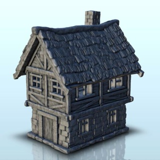 medieval casa Roca madera 2 wargaming3d arquitectura edificio oscuro años miniaturas moderno paisaje mesa terreno miniatura juego guerra 3d print model - Mito3D