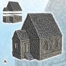 medieval casa vegetación acceso escalera 6 wargaming3d miniatura juego guerra arquitectura Edificio oscuro Envejecer Medieval miniaturas paisaje mesa terreno 3d print model - Mito3D