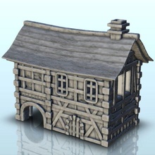 medieval house wood stone vaulted passage 6 - wargaming3d miniature wargamming Architecture, building, Dark Age, medieval, miniatures, scenery, tabletop, terrain 3d print model - Mito3D