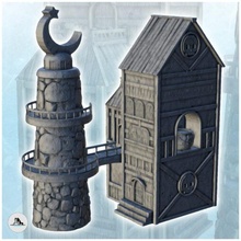 medieval multi storey casa torre coronado estrella forma 8 wargaming3d miniatura juego guerra arquitectura Edificio oscuro Envejecer Medieval miniaturas paisaje mesa terreno 3d print model - Mito3D
