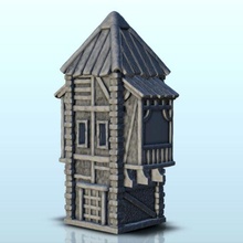 medieval stone tower double oriel windows 11 - wargaming3d miniature wargamming Architecture, building, Dark Age, medieval, miniatures, scenery, tabletop, terrain 3d print model - Mito3D