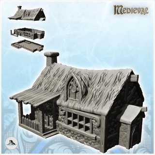 medieval straw-roofed inn awning door 22 - wargaming3d Categories: 1:100 / 15mm, 1:56 28mm, 1:72 & 1:76 20mm, 500-1500: Medieval, DIGITAL STL FILES, Terrain, Terrain accessories age architecture building dark european fantasy game house middle miniatures rose scenery tabletop terrain traditionnal village war wargame miniature wargamming 3d print model - Mito3D