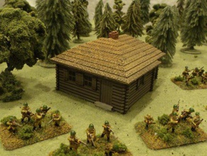 medium log building thatched roof - wargaming3d 28mm miniature sized wargaming detailed both inside out comes two separate pieces ground floor can swapped other roofs add variety 3d print model - Mito3D