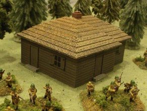 medium wooden building thatched roof - wargaming3d 28mm miniature sized wargaming detailed both inside out comes two separate pieces ground floor can swapped other roofs add variety 3d print model - Mito3D