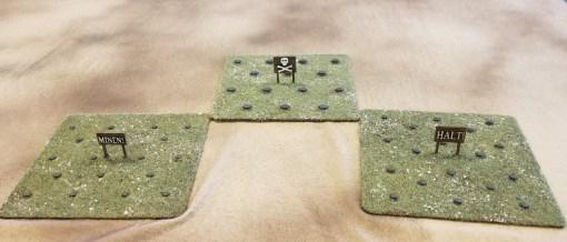 minefield bolt action - 28mm wargaming3d miniature original file use mine field sections required 6 x they come 3 different optional signs fit into reinforced recesses 3d print model - Mito3D
