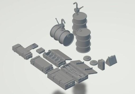 misc german accessories 1 56 28mm - wargaming3d Category: German ammo crate fuel miniature wargamming 3d print model - Mito3D