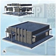 moderno ladrillo Tienda pabellón Entrada firmar 12 wargaming3d miniatura juego guerra arquitectura Edificio delantera paisaje mesa terrestre URSS ww2 3d print model - Mito3D