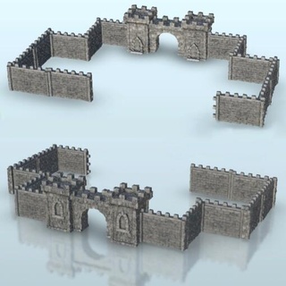 modular walls - wargaming3d Categories: 1:100 / 15mm, 1:56 28mm, 1:72 & 1:76 20mm, 1700-1900: Horse Musket, 500-1500: Medieval, DIGITAL STL FILES, Terrain, Terrain accessories age architecture building dark european fantasy game house medieval middle miniatures rose scenery tabletop terrain traditionnal village war wargame miniature wargamming 3d print model - Mito3D