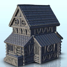 multi-storred village house 4 - wargaming3d miniature wargamming accessoriesWarhammer, age of, Alkemy, Architecture, build, building, construction, Dark Age, design, dungeon, edifice, european, Fantasy, figures, game, games, history, hobbit, home, house, lord of the rings, medieval, middle age, miniatures, residence, saga, scenery, Sigmar, structure, tabletop, terrain, urban, urbanism, War Rose, Warcrow, wargame 3d print model - Mito3D