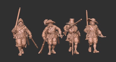musketeers - wargaming3d miniature wargamming 3d print model - Mito3D