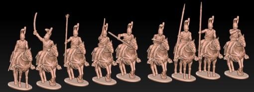 napoleonic french lancers - wargaming3d Category: 1:56 / 28mm lancer miniature wargamming 3d print model - Mito3D