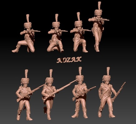 napoleonic french voltigeurs kolpacks set 1 - wargaming3d 3d printables historically accurate tag miniature wargamming 3d print model - Mito3D