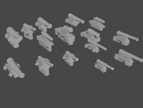 naval gun collection - wargaming3d 28mm miniature 3d print model - Mito3D