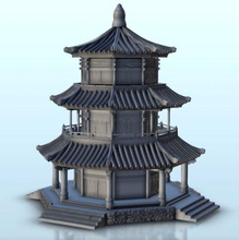 octogonal two stories pagode Colonnes 18 wargaming3d miniature wargaming angkor cambre architecture Asie asiatique bouddhiste temple construire Bâtiment Chine chinois confucianisme construction conception dojo dynastie 3d print model - Mito3D