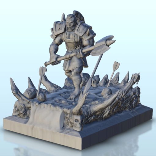 orco eroe ascia osso piattaforma 10 wargaming3d miniatura wargaming 40000 40k età of Sigmar alieno ragazzi personaggio fantasia figura gestalt green skinned pelleverde maccabi mini miniature 3D print model - Mito3D