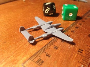 p-38 lightning - wargaming3d 28mm in miniatura 3d print model - Mito3D