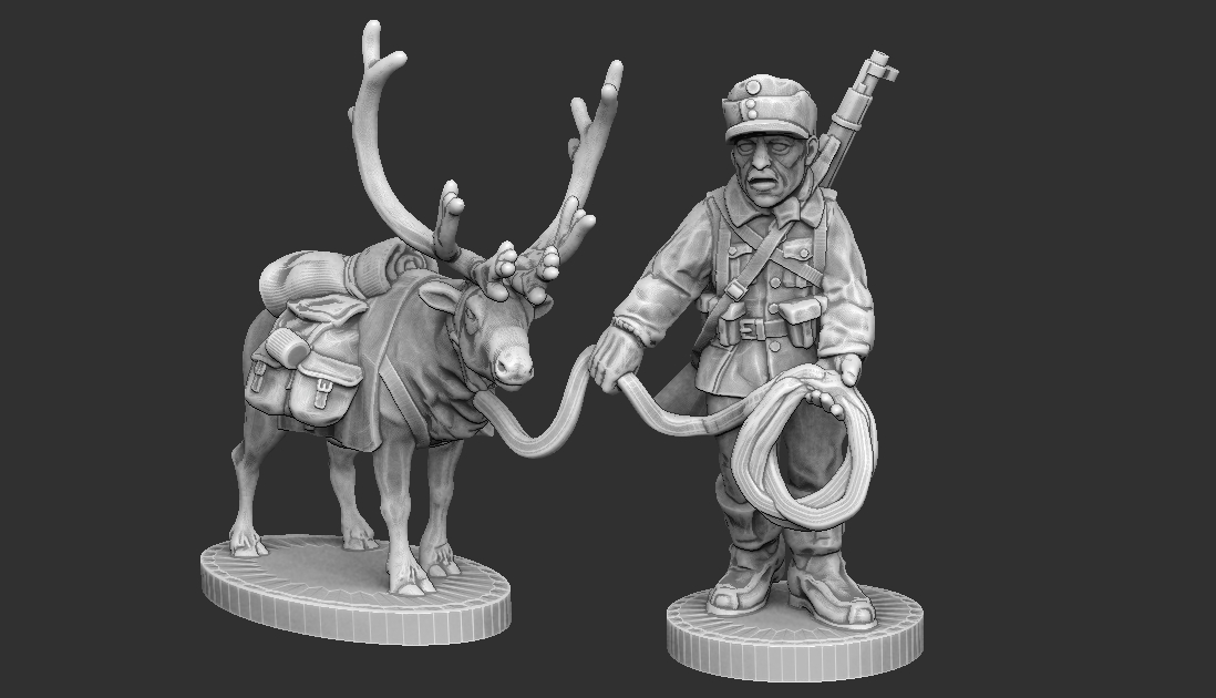 pack reindeer finnish soldier - 15mm wargaming3d miniature wargamming Finland, reindeer, rudolf, winter war 3D print model - Mito3D