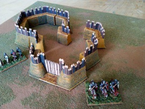 palisade fortifications - wargaming3d 28mm miniature complete fortification set 15 mm 1 100 scale designed around 40 hex side 3-d printable parts tessellate fort any size shape fortified town combined other sets like saxon village norman good dba medieval wargames form compromise between square organic cities were built straight lines walls but overall built-up-area often sprawling hex-form effectively simulates combination four gate convex concave open 3d print model - Mito3D