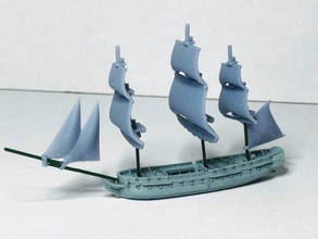 pallas class french frigate 40 gun 1808-1883 - wargaming3d miniature wargamming age of sail, black seas, fighting fire as she bears, french, frigate, napoleonic, pallas, pallas-class, warship 3d print model - Mito3D