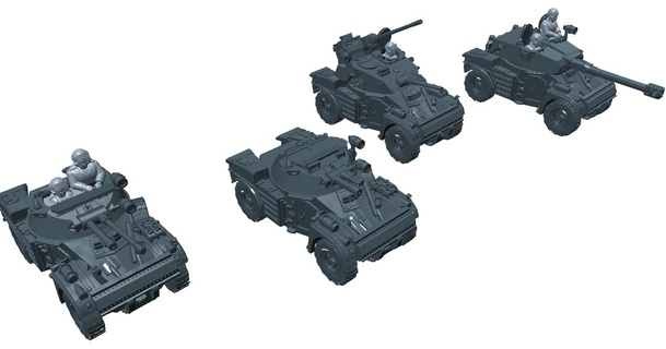 panhard aml 60 90 armored vehicles 3d models scale 1 100 15mm - wargaming3d 15 mm 20 aml-60 aml-90 car miniature wargamming 3d print model - Mito3D