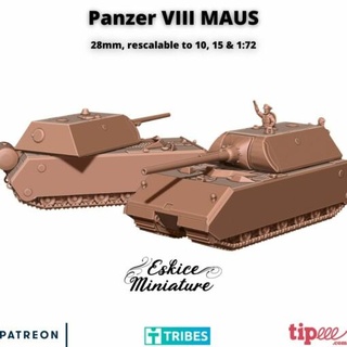 Panzer viii maus equipe técnica 28mm wargaming3d etiqueta motociclista miniatura jogos guerra 3d print model - Mito3D