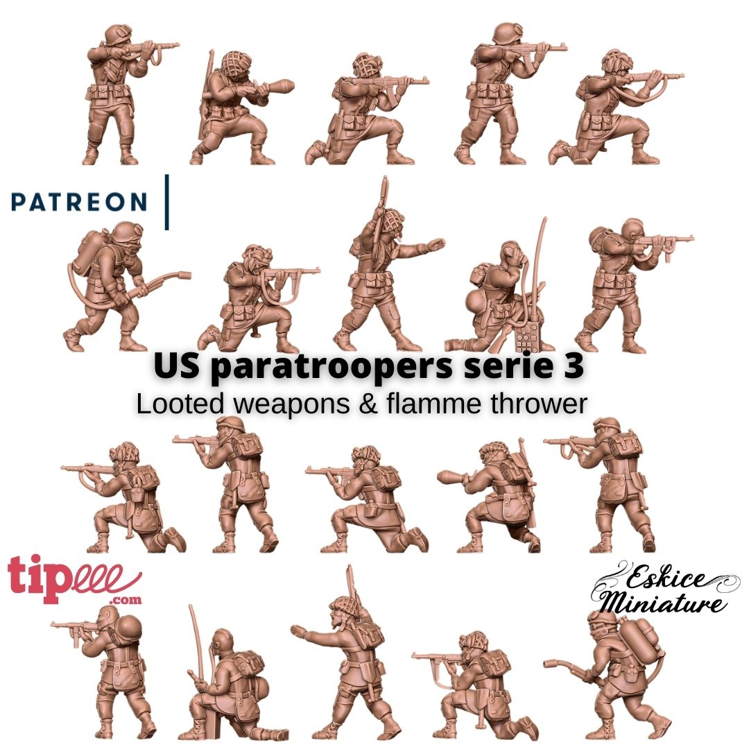 paratroopers looted weapons serie 3 x10 - 28mm wargaming3d miniature wargamming 3D print model - Mito3D
