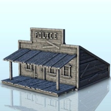 polizia stazione inclinato tetto 4 wargaming3d miniatura wargaming ACW americano architettura civile Cowboy disperati vecchio guerra ovest occidentale 3d print model - Mito3D