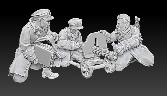 polish people's army maxim team - wargaming3d 1945 eastern ww2 miniature wargamming 3d print model - Mito3D